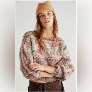 NWT Free People Snowflake Pullover | Gingerbread Combo | Size Small